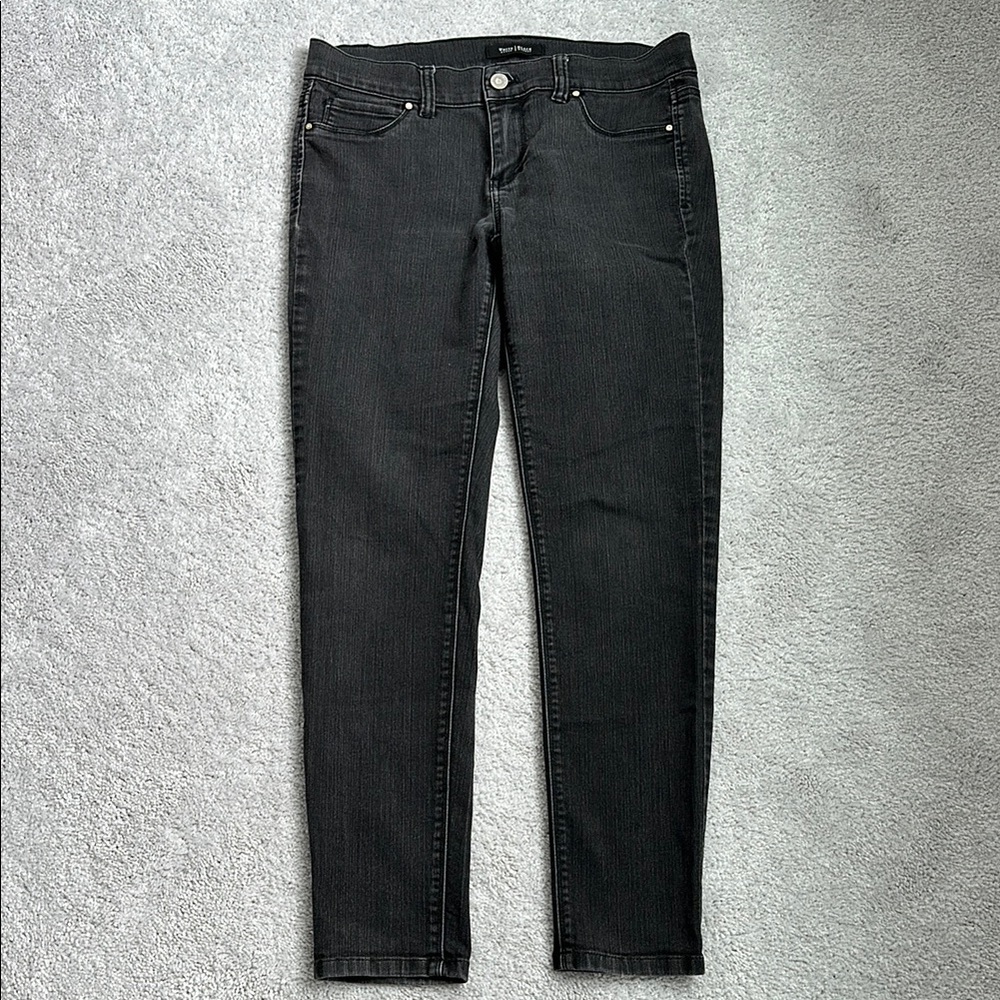 White House Black Market Skinny Ankle Stretch Jeans Small Washed Black Gray